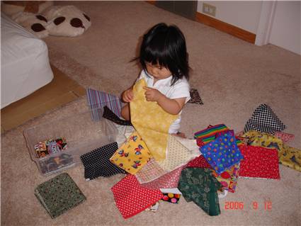 playing mommy's fabrics