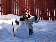 Daddy and snowman