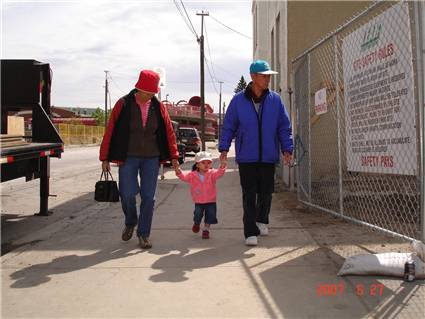 Walking with Grandmom and grandpapa